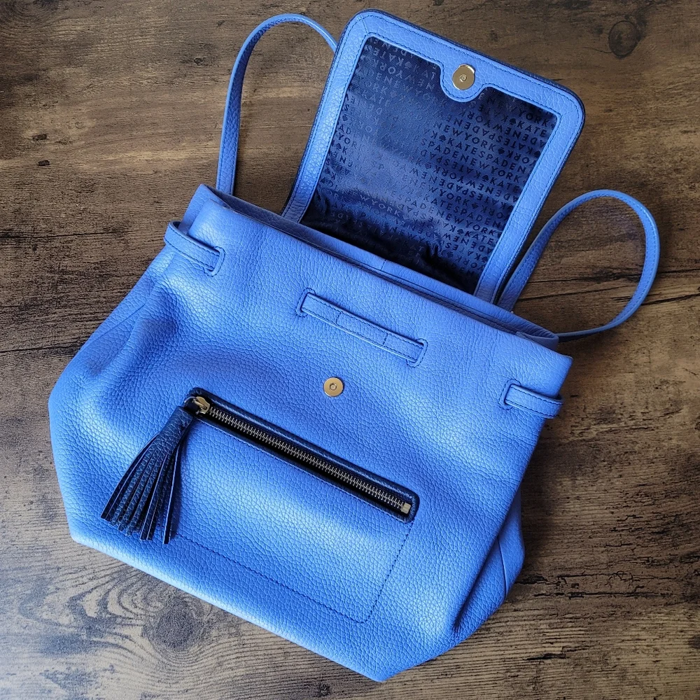 Kate Spade Kacy Chester Street Periwinkle Blue Leather Backpack Purse - Picture 3 of 13